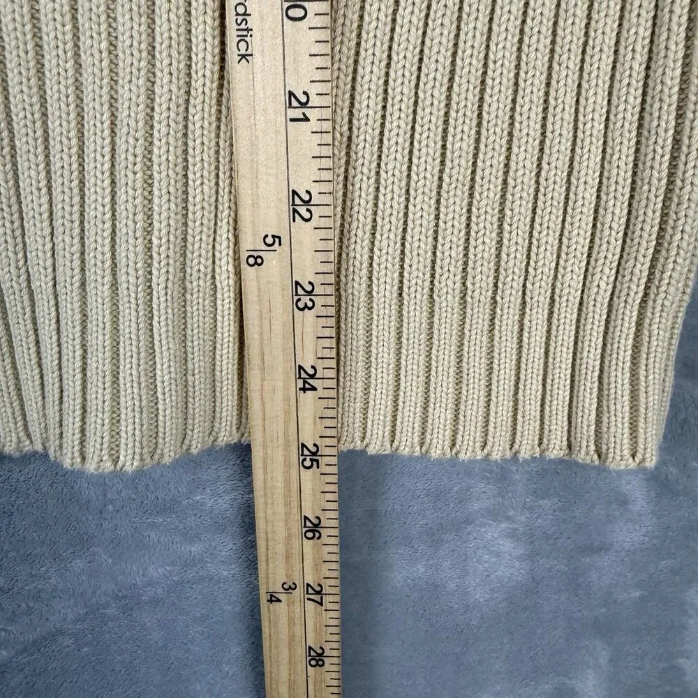 J.Crew Vintage Heavy Cotton Rib Knit Crewneck Sweater Cream Stripe XL Madagascar